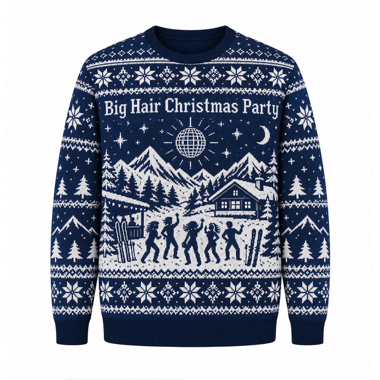[popular-sweater:PX-15-23:front] Big Hair Christmas Party Ugly Christmas Sweatshirt - Front view