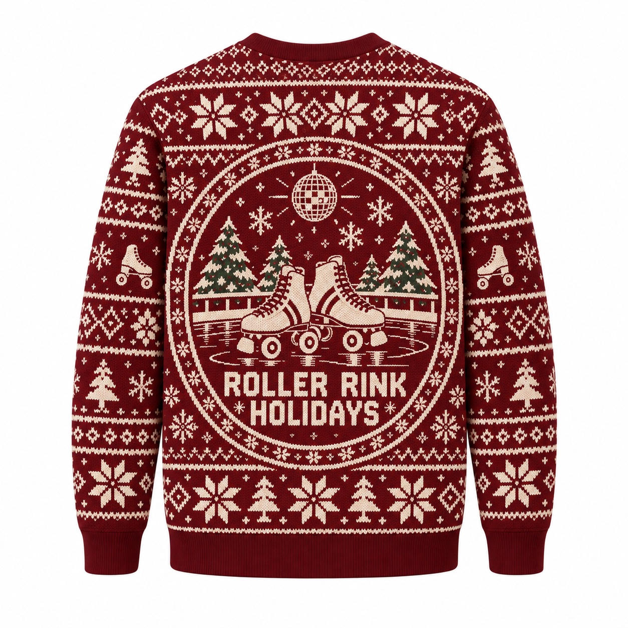 [popular-sweater:PX-15-24:back] Roller Rink Holidays Ugly Christmas Sweatshirt - Back view