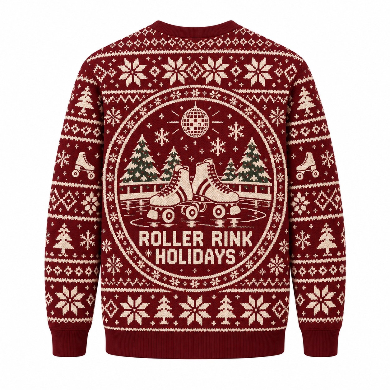 [popular-sweater:PX-15-24:back] Roller Rink Holidays Ugly Christmas Sweatshirt - Back view