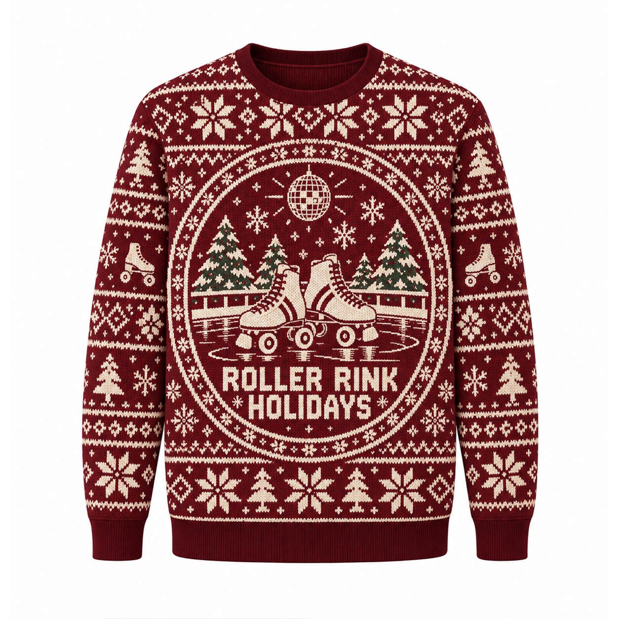[popular-sweater:PX-15-24:front] Roller Rink Holidays Ugly Christmas Sweatshirt - Front view