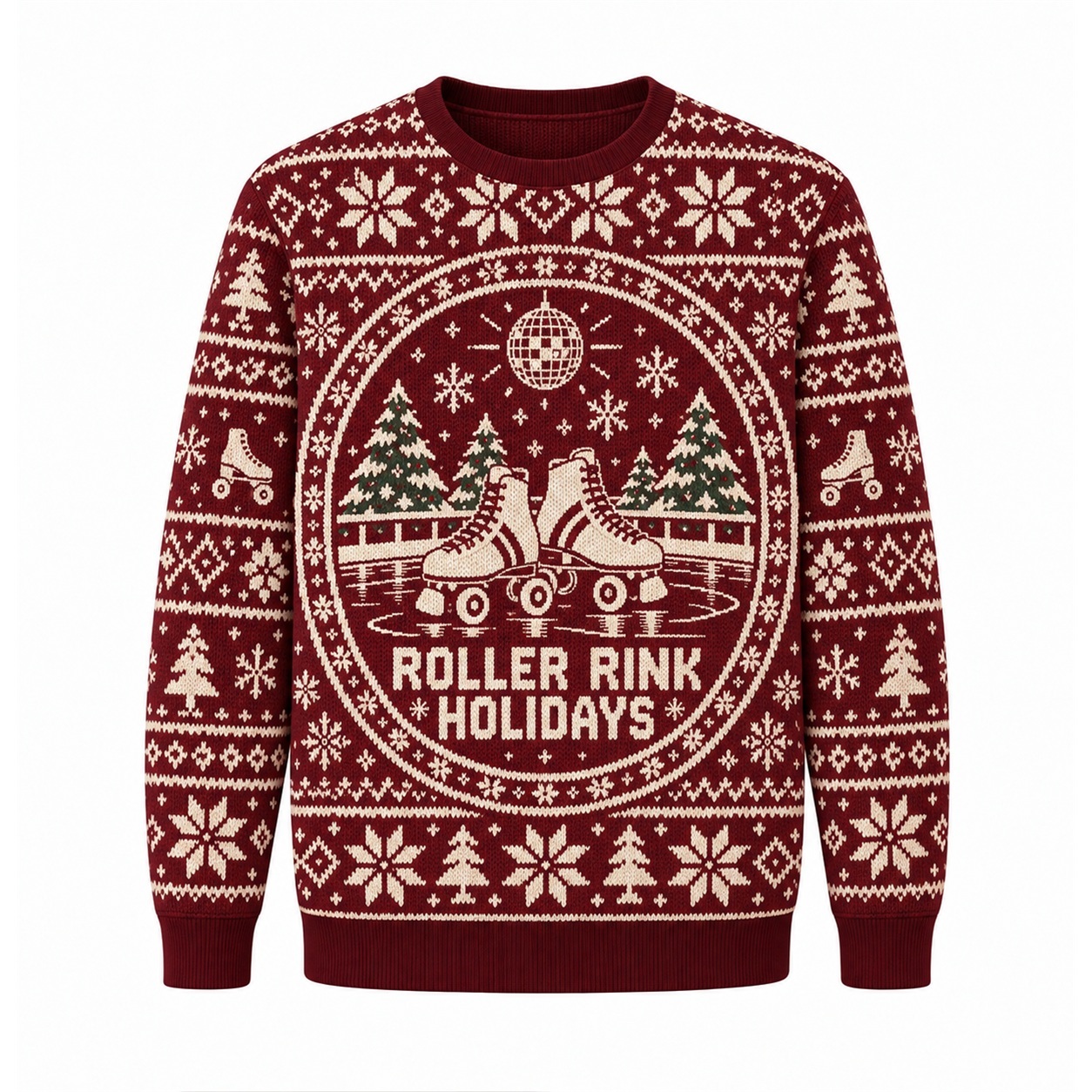 [popular-sweater:PX-15-24:front] Roller Rink Holidays Ugly Christmas Sweatshirt - Front view
