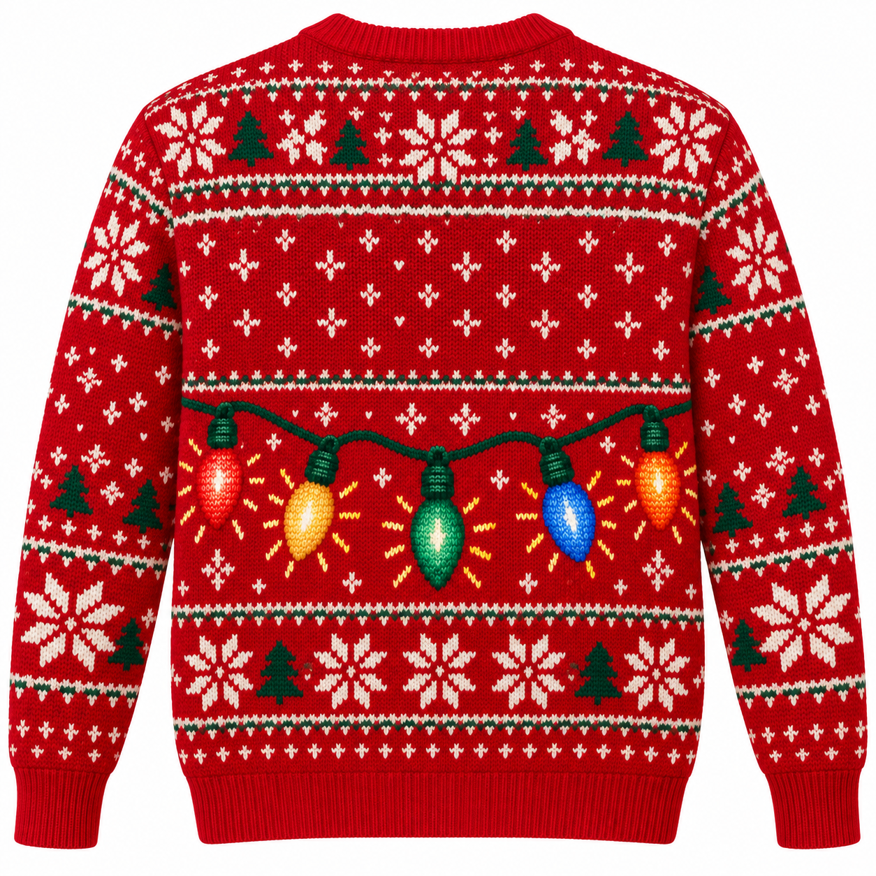[popular-sweater:PX-16-01:back] Light Em Up Christmas Bulbs Ugly Christmas Sweatshirt - Back view