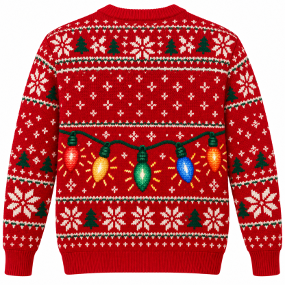 [popular-sweater:PX-16-01:back] Light Em Up Christmas Bulbs Ugly Christmas Sweatshirt - Back view