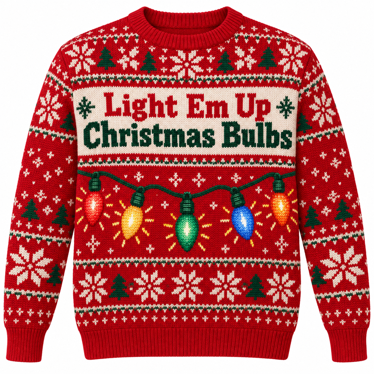[popular-sweater:PX-16-01:front] Light Em Up Christmas Bulbs Ugly Christmas Sweatshirt - Front view