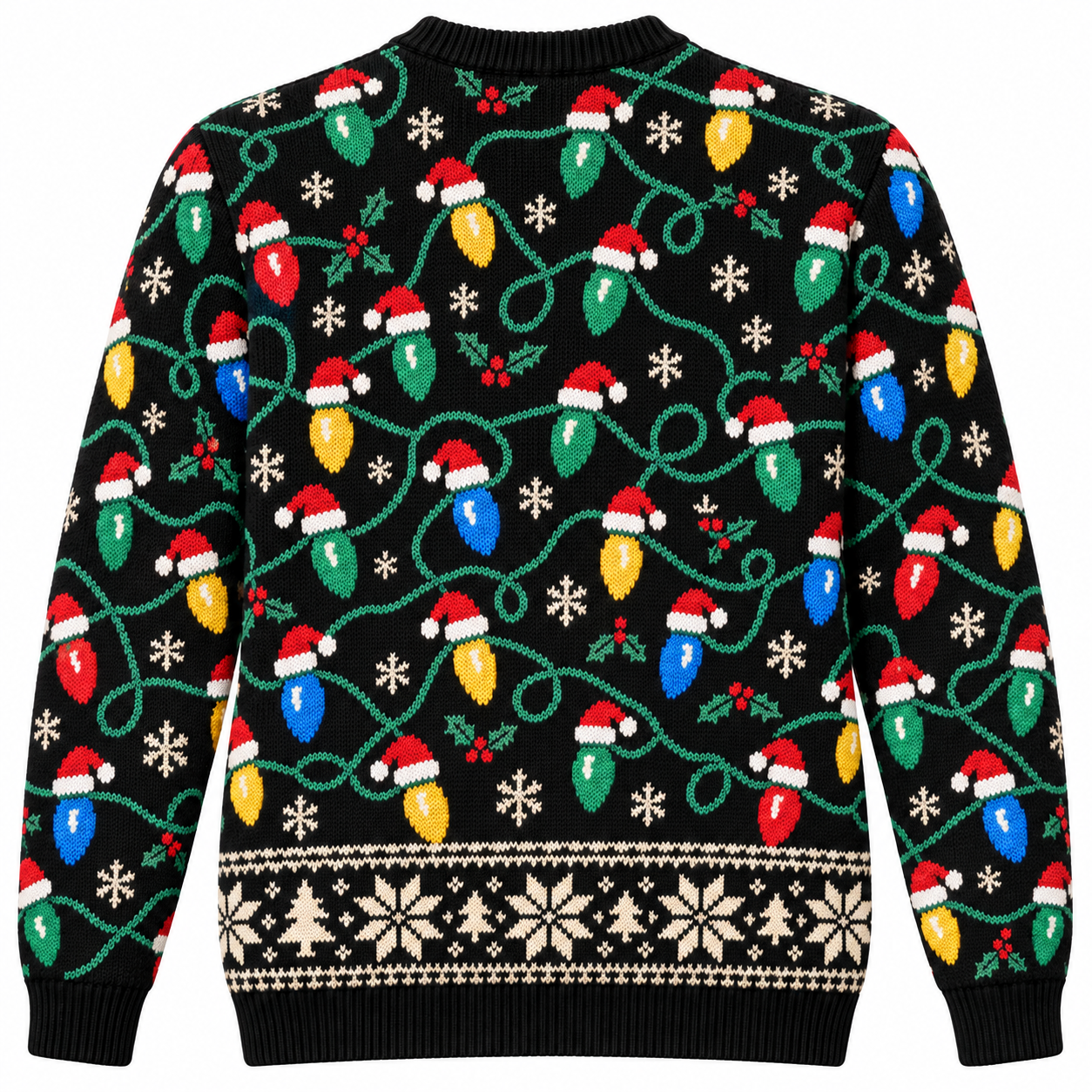 [popular-sweater:PX-16-02:back] Tangled Up In Lights Ugly Christmas Sweatshirt - Back view
