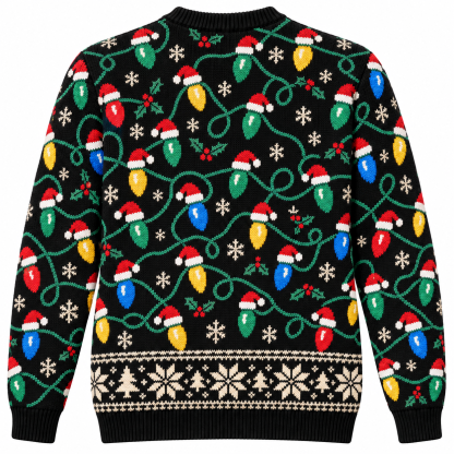 [popular-sweater:PX-16-02:back] Tangled Up In Lights Ugly Christmas Sweatshirt - Back view