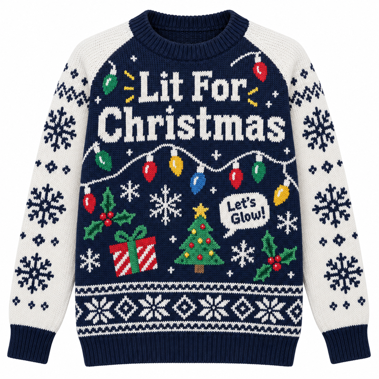 [popular-sweater:PX-16-03:front] Lit For Christmas Ugly Christmas Sweatshirt - Front view