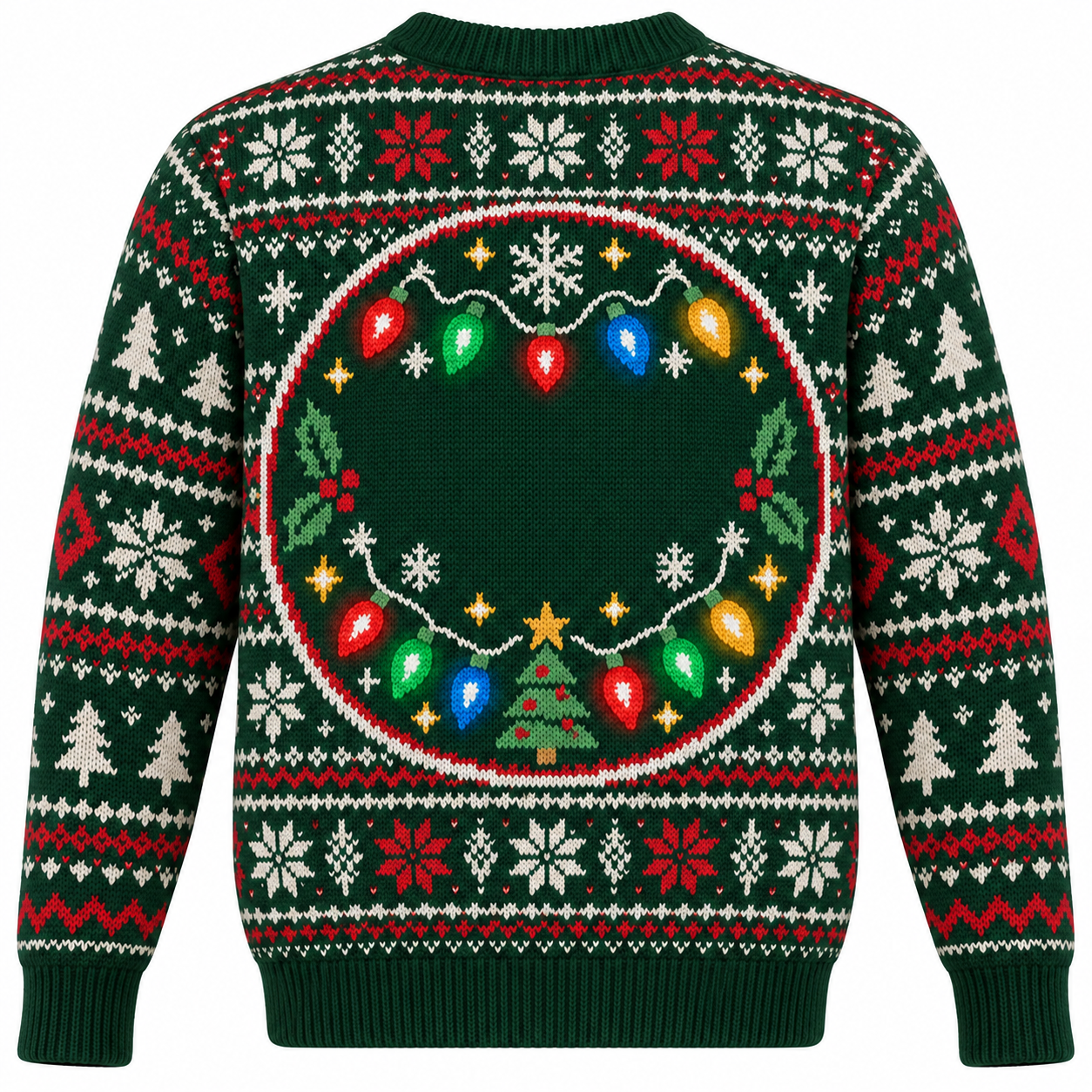 [popular-sweater:PX-16-05:back] Bright Night Christmas Lights Ugly Christmas Sweatshirt - Back view