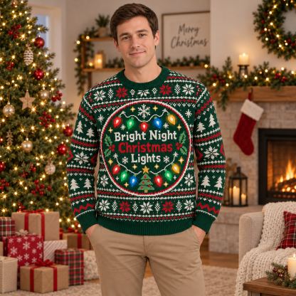 [popular-sweater:PX-16-05:male] Bright Night Christmas Lights Ugly Christmas Sweatshirt - Male view
