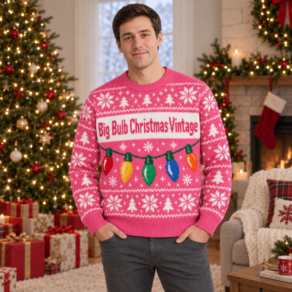 [popular-sweater:PX-16-06:male] Big Bulb Christmas Vintage Ugly Christmas Sweatshirt - Male view