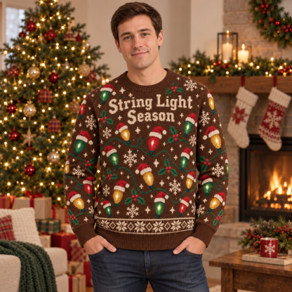 [popular-sweater:PX-16-07:male] String Light Season Ugly Christmas Sweatshirt - Male view