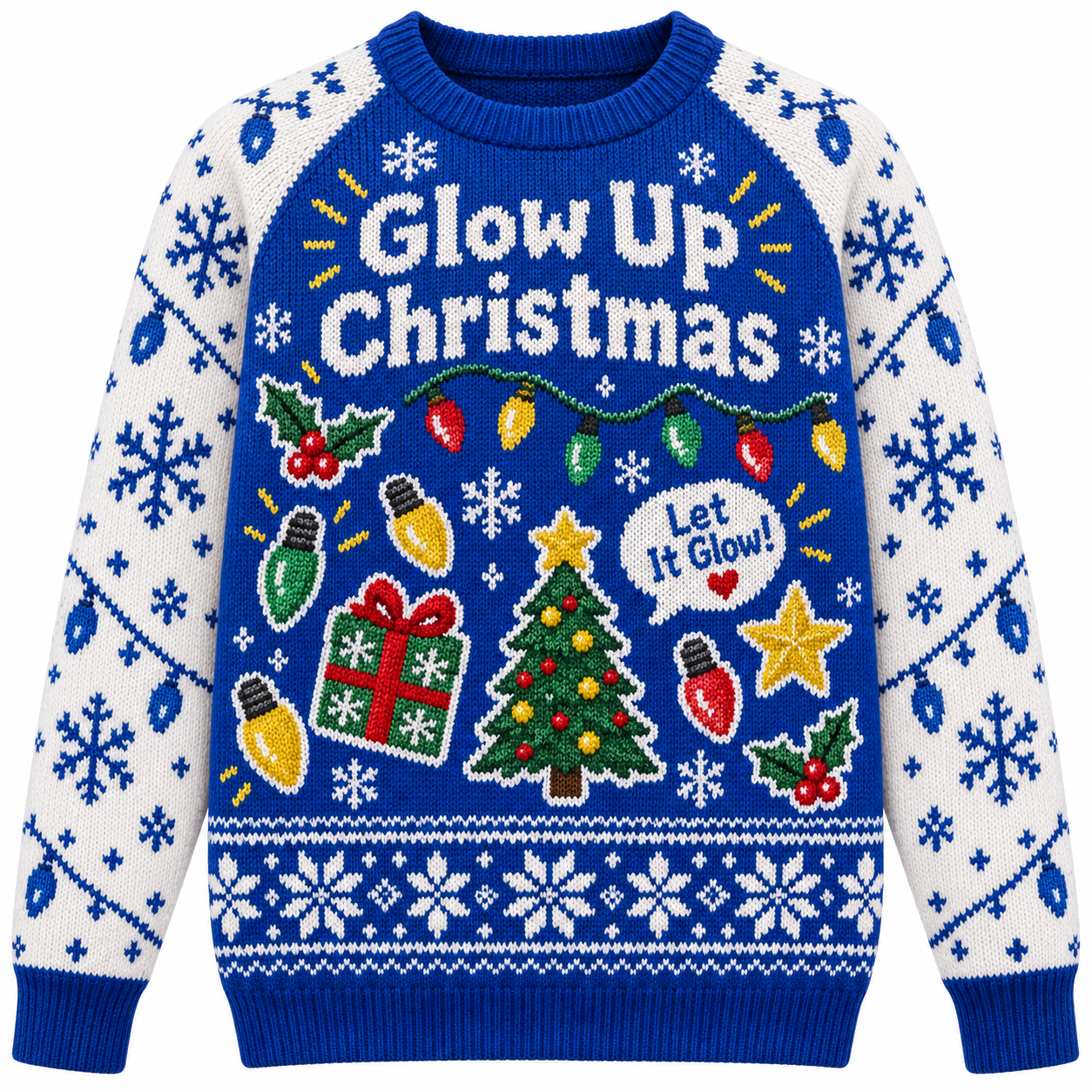[popular-sweater:PX-16-08:front] Glow Up Christmas Ugly Christmas Sweatshirt - Front view