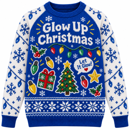 [popular-sweater:PX-16-08:front] Glow Up Christmas Ugly Christmas Sweatshirt - Front view