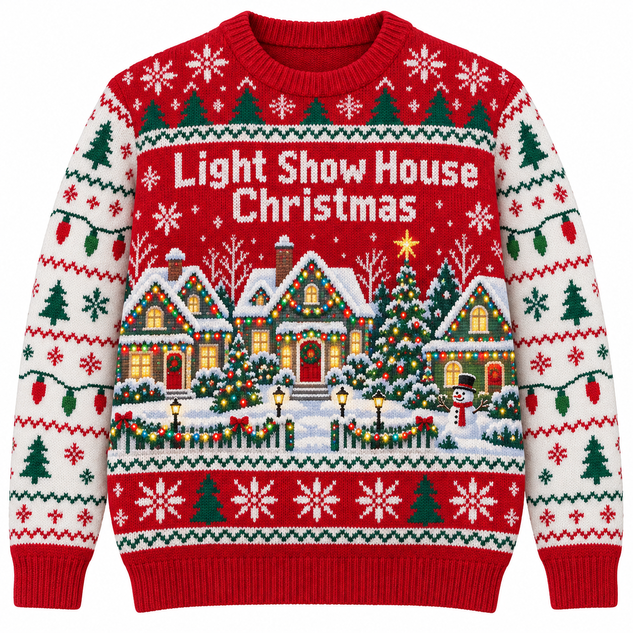 [popular-sweater:PX-16-09:front] Light Show House Christmas Ugly Christmas Sweatshirt - Front view
