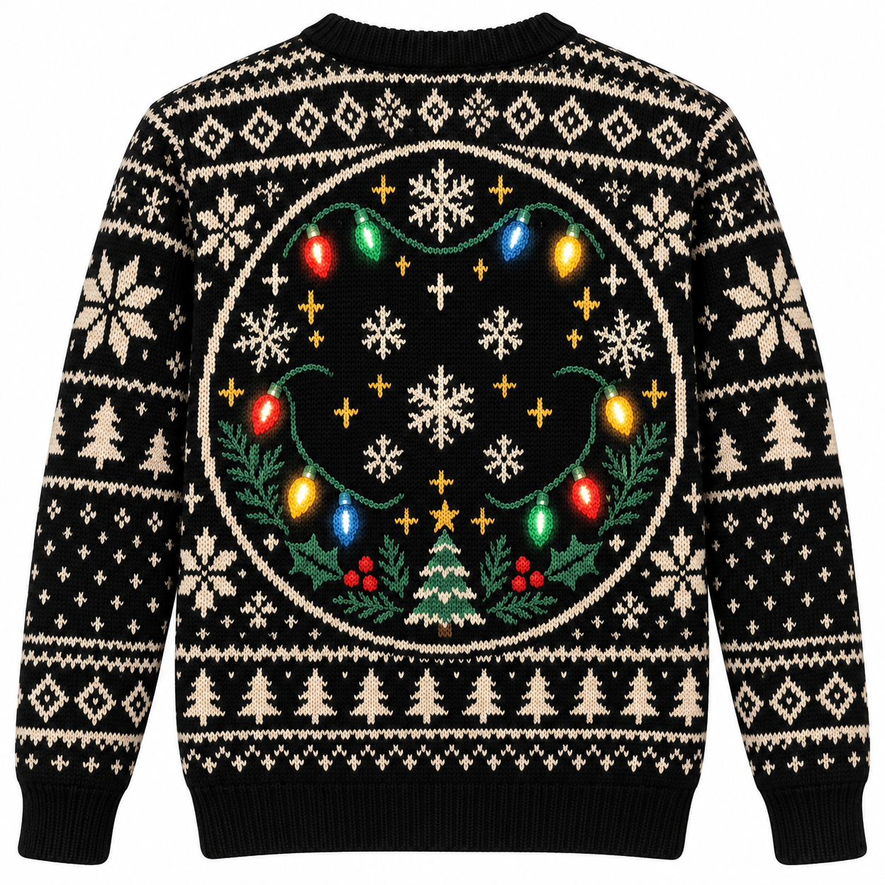 [popular-sweater:PX-16-10:back] Twinkle Twinkle Christmas Lights Ugly Christmas Sweatshirt - Back view