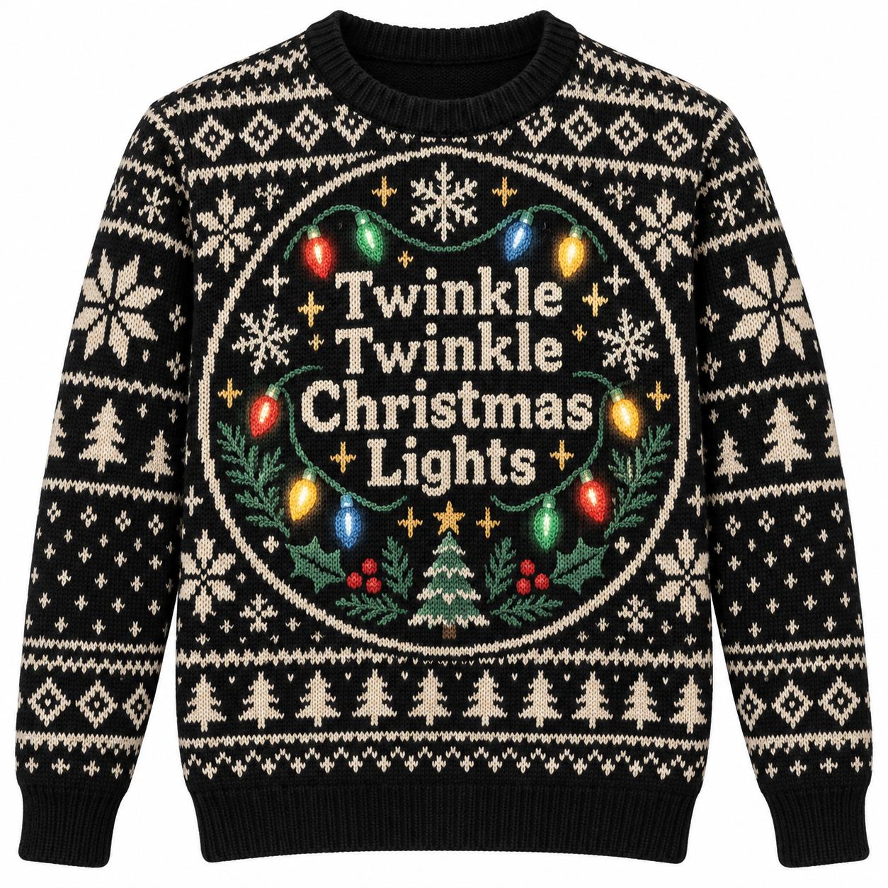 [popular-sweater:PX-16-10:front] Twinkle Twinkle Christmas Lights Ugly Christmas Sweatshirt - Front view