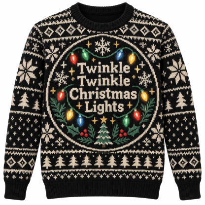 [popular-sweater:PX-16-10:front] Twinkle Twinkle Christmas Lights Ugly Christmas Sweatshirt - Front view