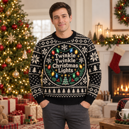 [popular-sweater:PX-16-10:male] Twinkle Twinkle Christmas Lights Ugly Christmas Sweatshirt - Male view