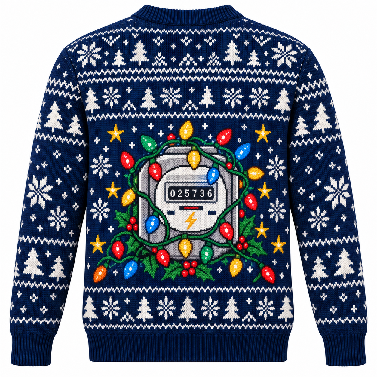 [popular-sweater:PX-16-11:back] Our Electric Bill Is Festive Ugly Christmas Sweatshirt - Back view
