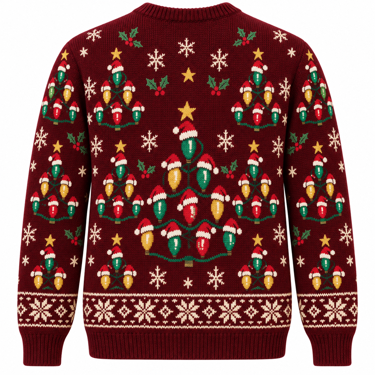 [popular-sweater:PX-16-12:back] Christmas Tree Made Of Bulbs Ugly Christmas Sweatshirt - Back view