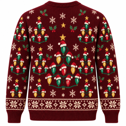 [popular-sweater:PX-16-12:back] Christmas Tree Made Of Bulbs Ugly Christmas Sweatshirt - Back view