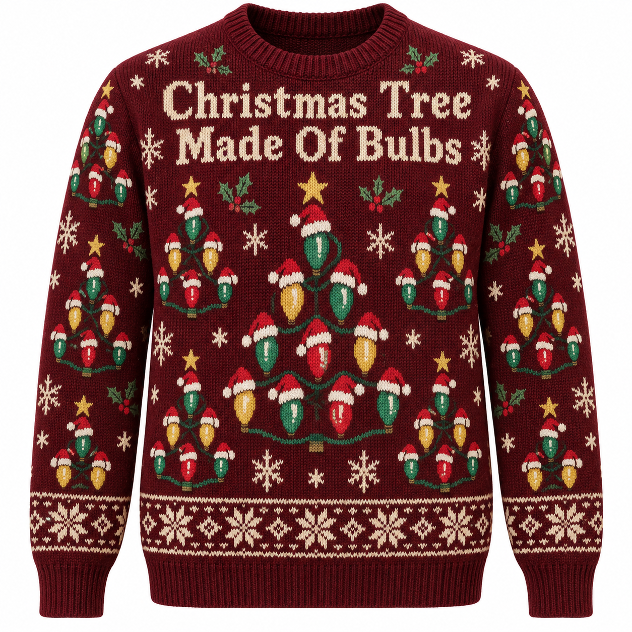 [popular-sweater:PX-16-12:front] Christmas Tree Made Of Bulbs Ugly Christmas Sweatshirt - Front view