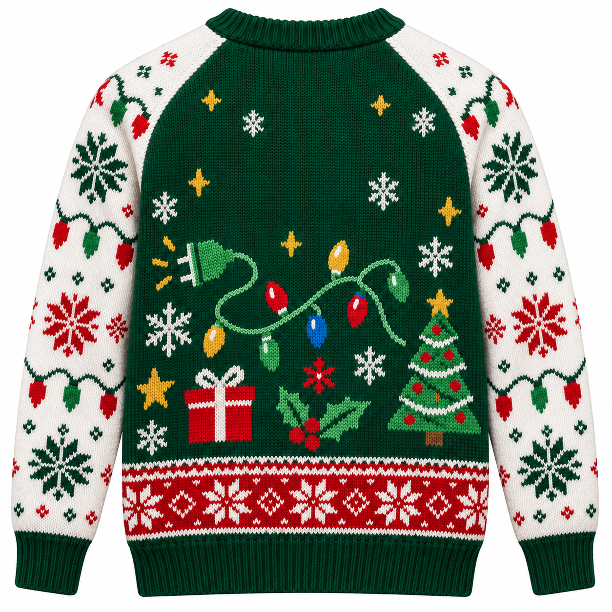 [popular-sweater:PX-16-13:back] Plugged In Holidays Ugly Christmas Sweatshirt - Back view