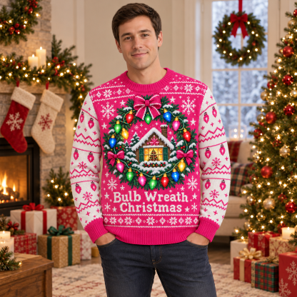 [popular-sweater:PX-16-14:male] Bulb Wreath Christmas Ugly Christmas Sweatshirt - Male view