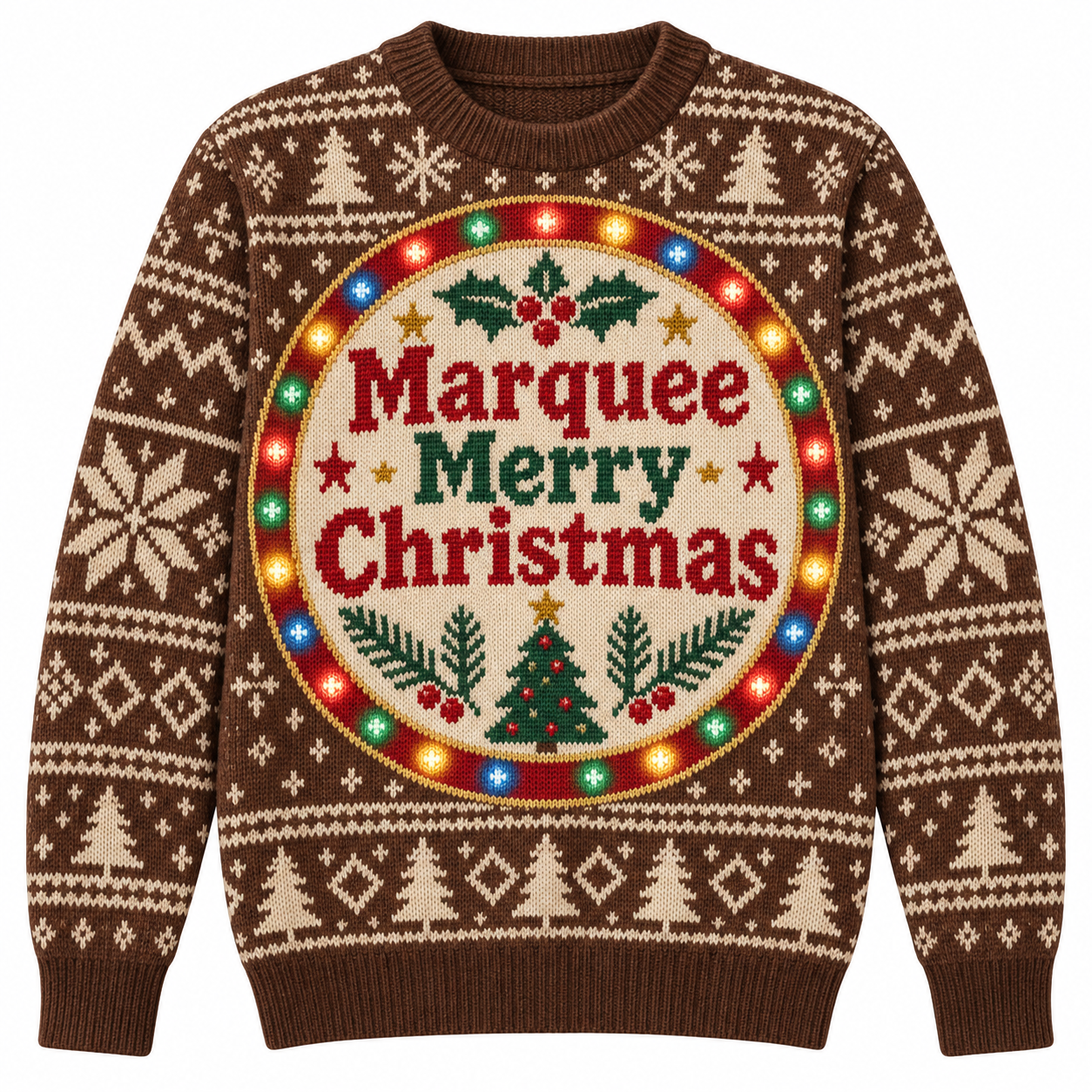 [popular-sweater:PX-16-15:front] Marquee Merry Christmas Ugly Christmas Sweatshirt - Front view