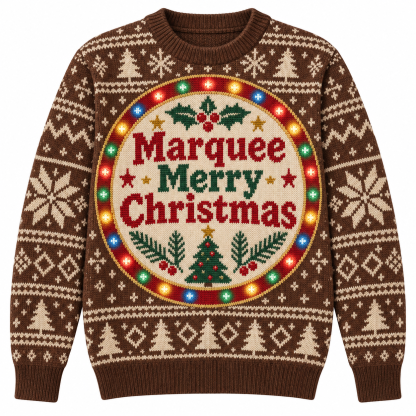 [popular-sweater:PX-16-15:front] Marquee Merry Christmas Ugly Christmas Sweatshirt - Front view