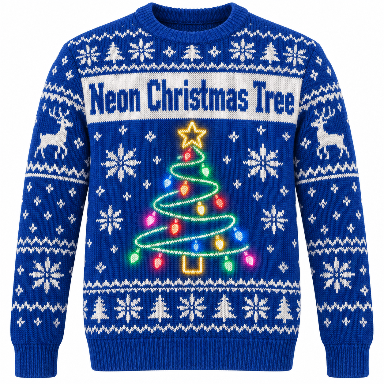 [popular-sweater:PX-16-16:front] Neon Christmas Tree Ugly Christmas Sweatshirt - Front view