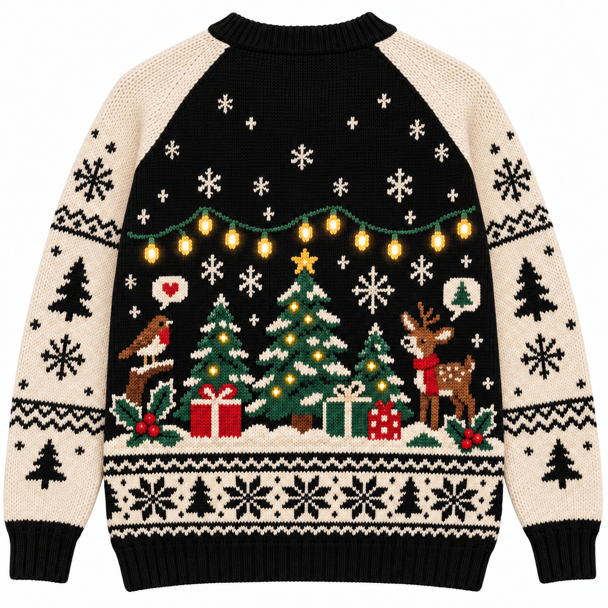 [popular-sweater:PX-16-18:back] Fairy Light Forest Christmas Ugly Christmas Sweatshirt - Back view