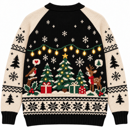 [popular-sweater:PX-16-18:back] Fairy Light Forest Christmas Ugly Christmas Sweatshirt - Back view