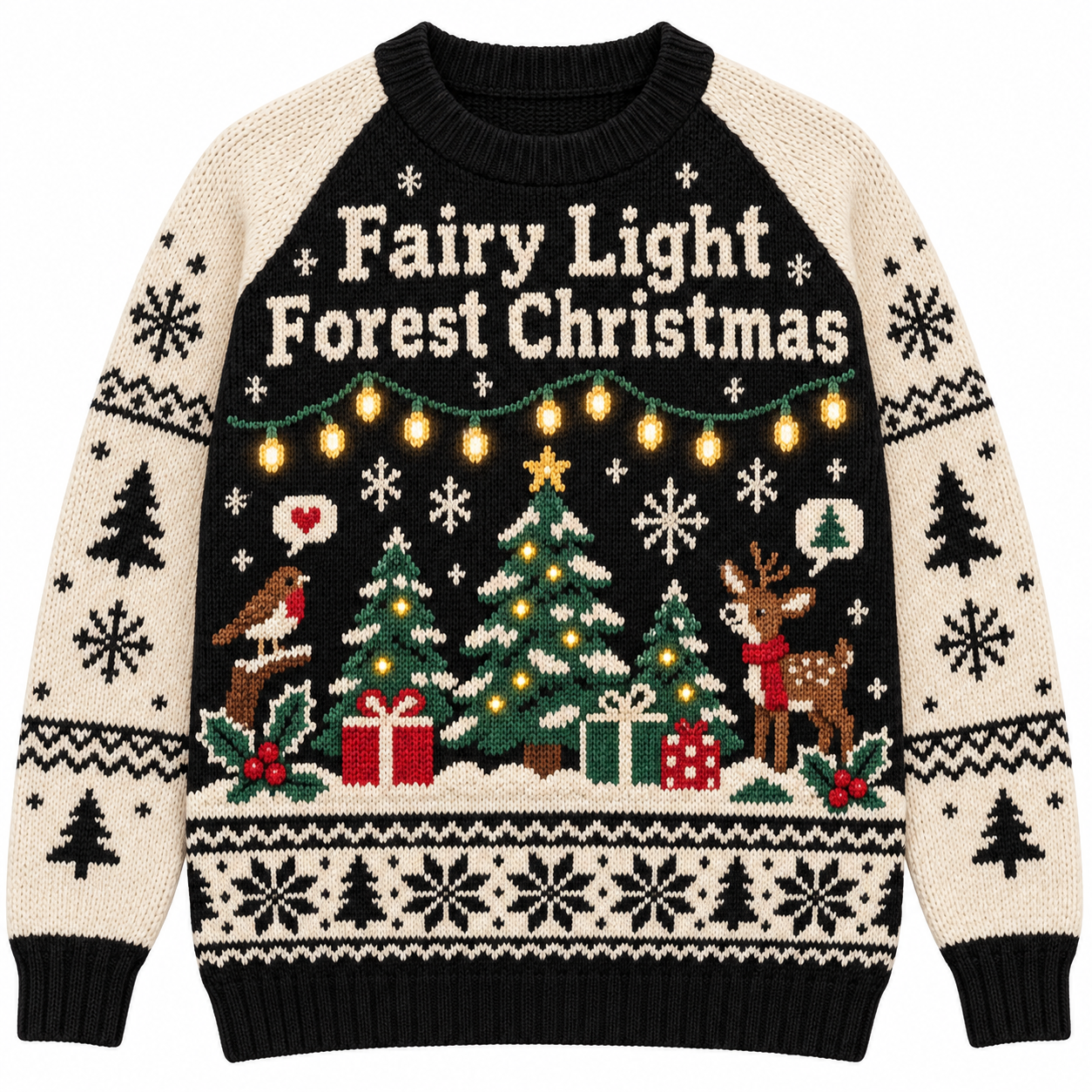 [popular-sweater:PX-16-18:front] Fairy Light Forest Christmas Ugly Christmas Sweatshirt - Front view