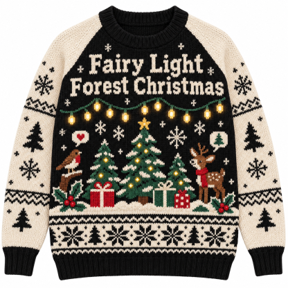 [popular-sweater:PX-16-18:front] Fairy Light Forest Christmas Ugly Christmas Sweatshirt - Front view