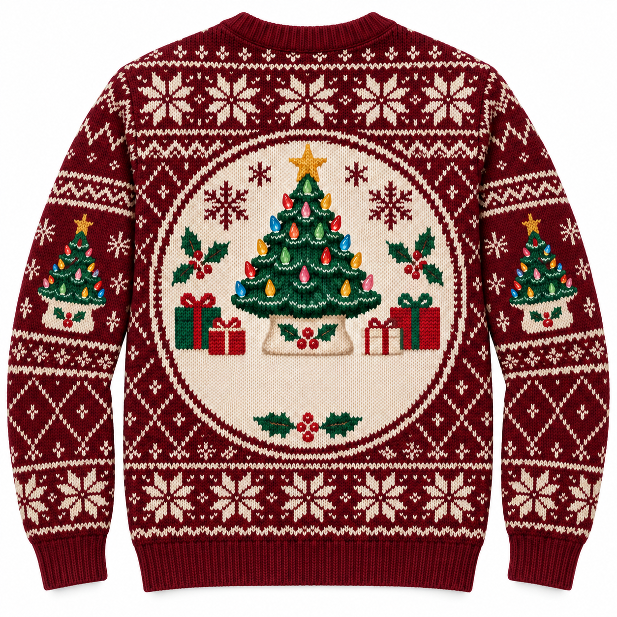 [popular-sweater:PX-16-20:back] Retro Ceramic Christmas Tree Ugly Christmas Sweatshirt - Back view
