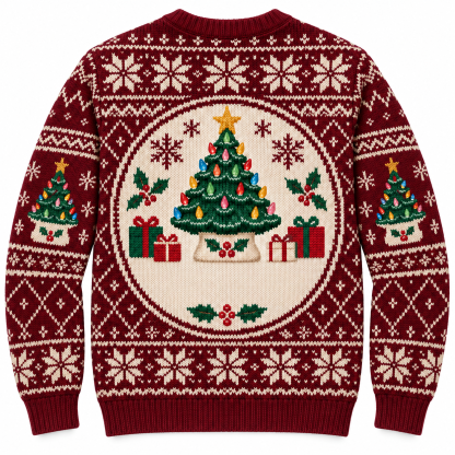 [popular-sweater:PX-16-20:back] Retro Ceramic Christmas Tree Ugly Christmas Sweatshirt - Back view