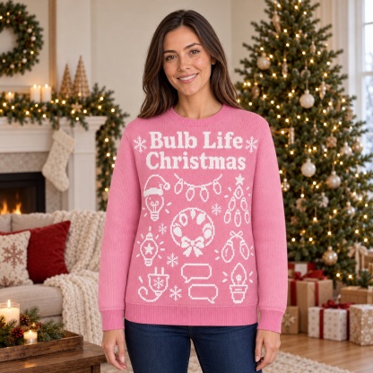[popular-sweater:PX-16-22:female] Bulb Life Christmas Ugly Christmas Sweatshirt - Female view