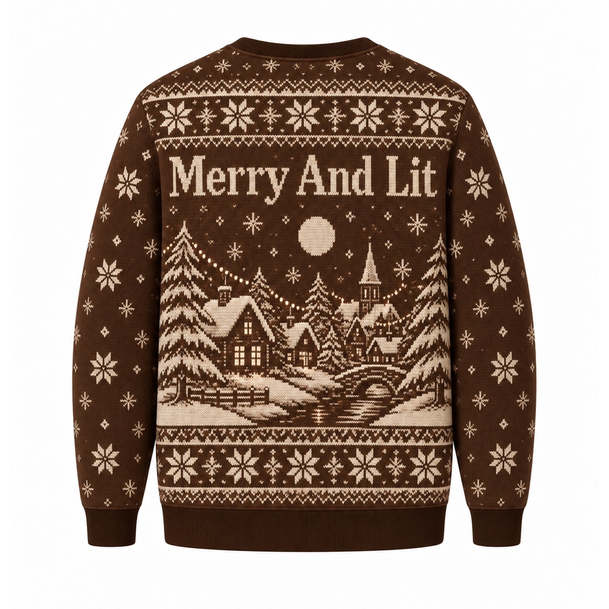 [popular-sweater:PX-16-23:back] Merry And Lit Ugly Christmas Sweatshirt - Back view