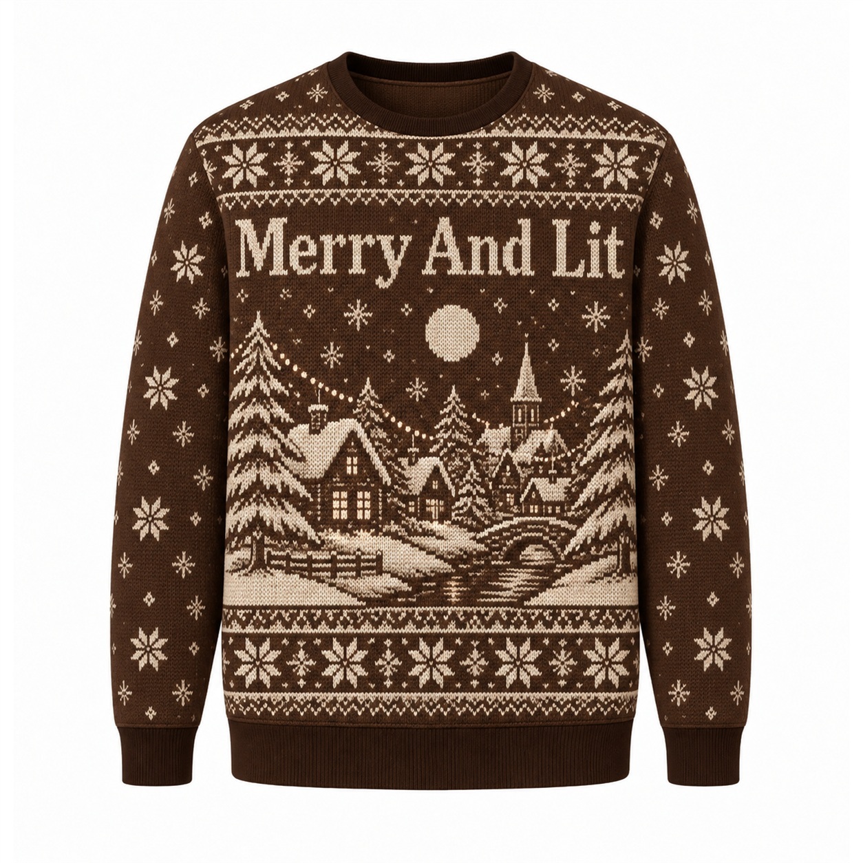 [popular-sweater:PX-16-23:front] Merry And Lit Ugly Christmas Sweatshirt - Front view