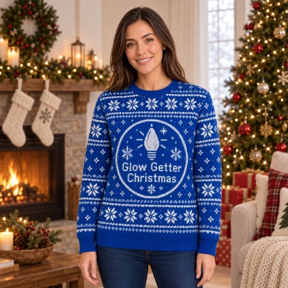 [popular-sweater:PX-16-24:female] Glow Getter Christmas Ugly Christmas Sweatshirt - Female view