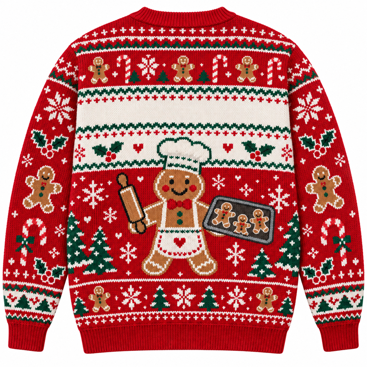 [popular-sweater:PX-17-01:back] Gingerbread Crew Ugly Christmas Sweatshirt - Back view