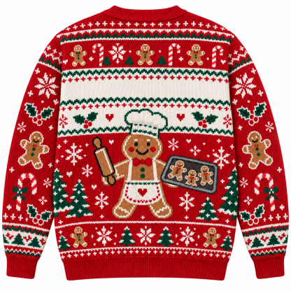 [popular-sweater:PX-17-01:back] Gingerbread Crew Ugly Christmas Sweatshirt - Back view