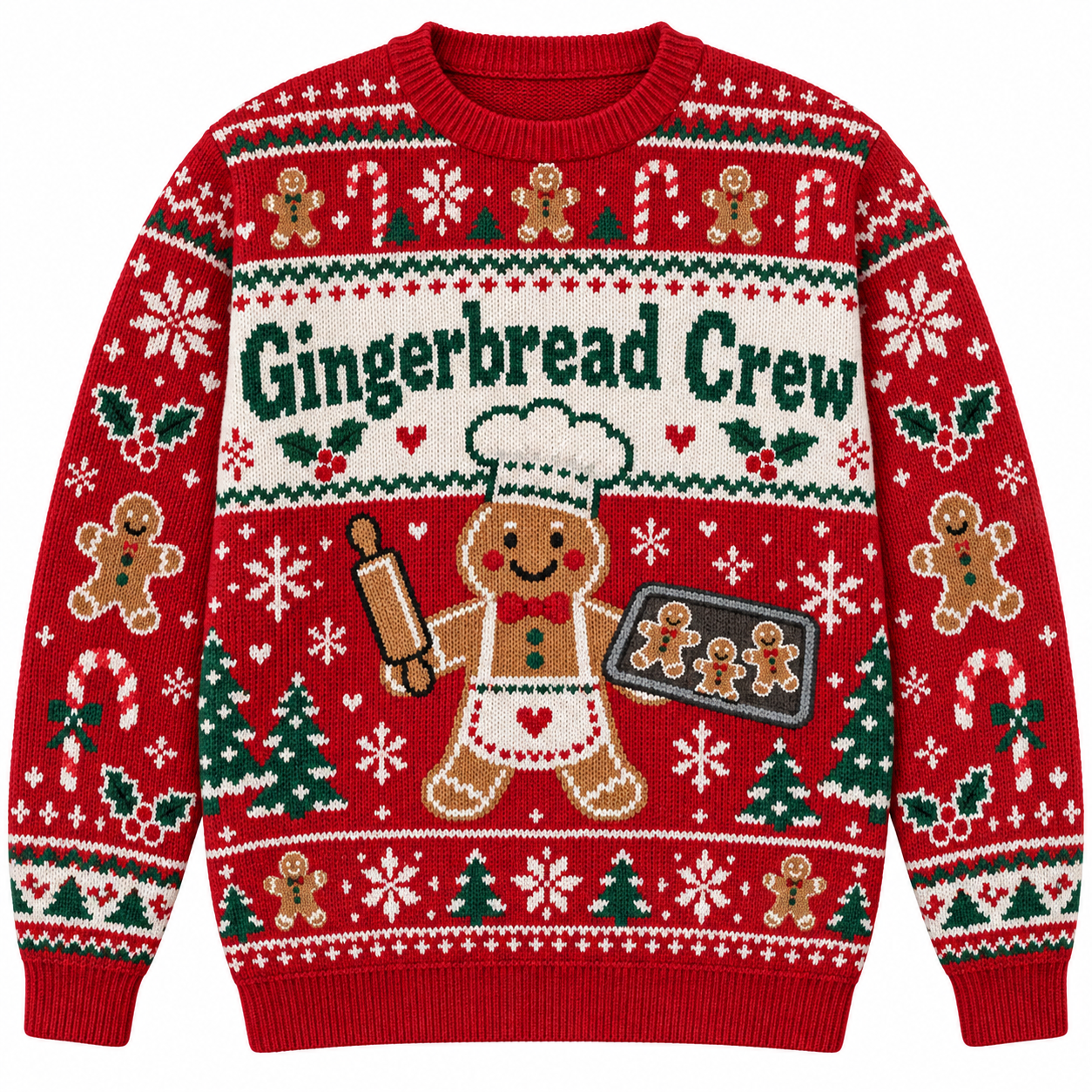 [popular-sweater:PX-17-01:front] Gingerbread Crew Ugly Christmas Sweatshirt - Front view