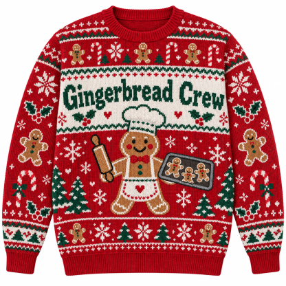 [popular-sweater:PX-17-01:front] Gingerbread Crew Ugly Christmas Sweatshirt - Front view