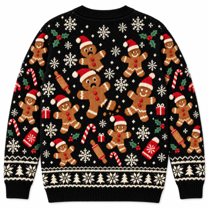 [popular-sweater:PX-17-02:back] Oh Snap Gingerbread Man Ugly Christmas Sweatshirt - Back view