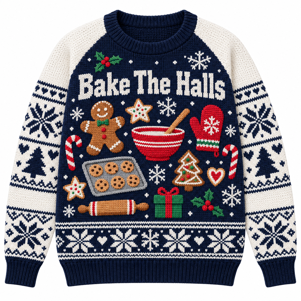 [popular-sweater:PX-17-03:front] Bake The Halls Ugly Christmas Sweatshirt - Front view