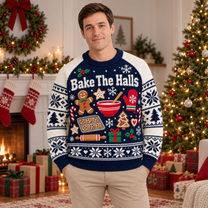 [popular-sweater:PX-17-03:male] Bake The Halls Ugly Christmas Sweatshirt - Male view