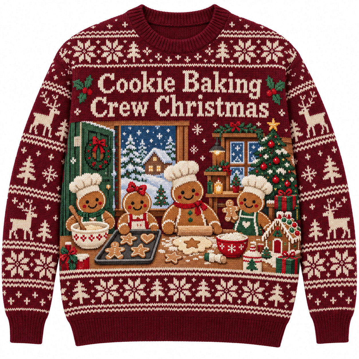 [popular-sweater:PX-17-04:front] Cookie Baking Crew Christmas Ugly Christmas Sweatshirt - Front view