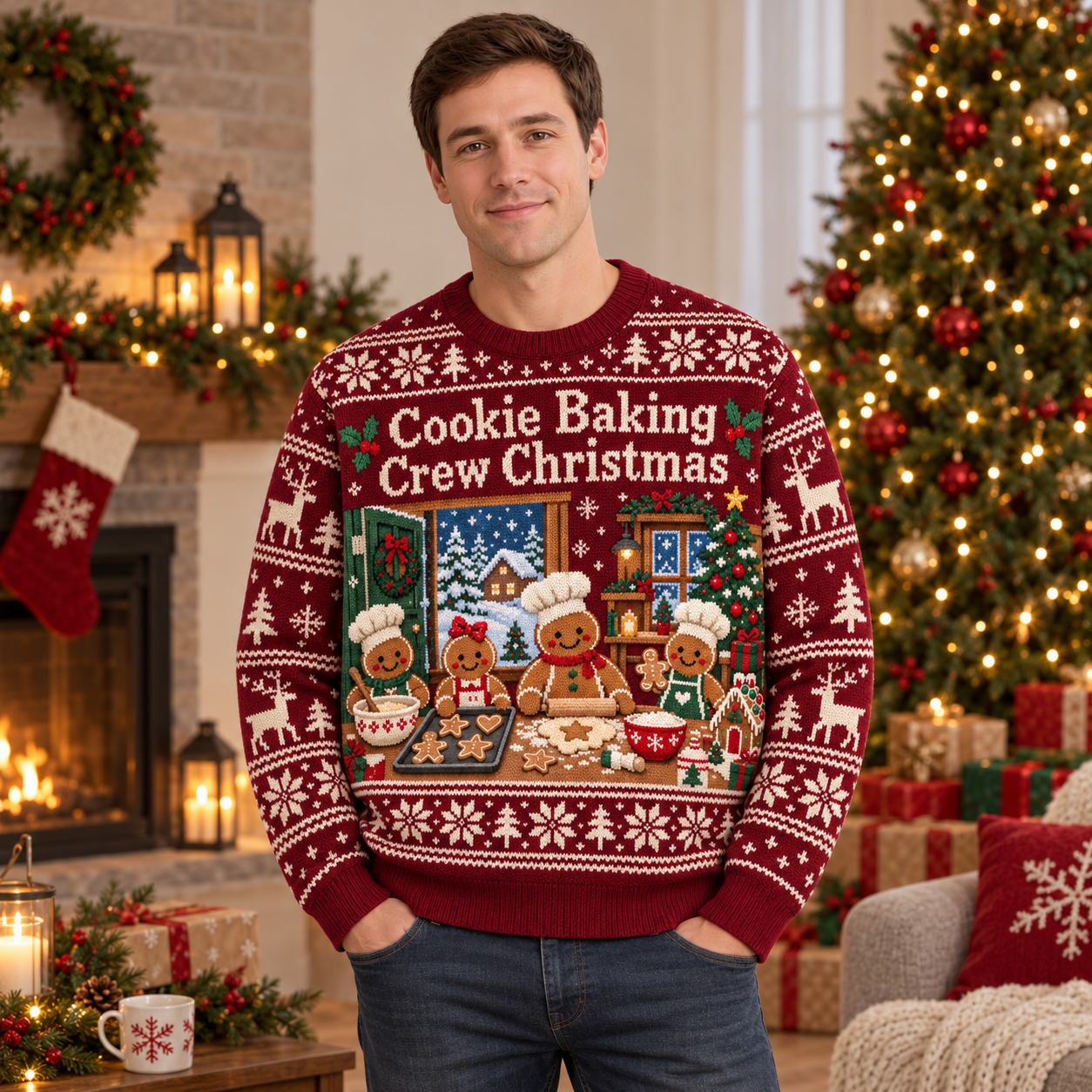[popular-sweater:PX-17-04:male] Cookie Baking Crew Christmas Ugly Christmas Sweatshirt - Male view
